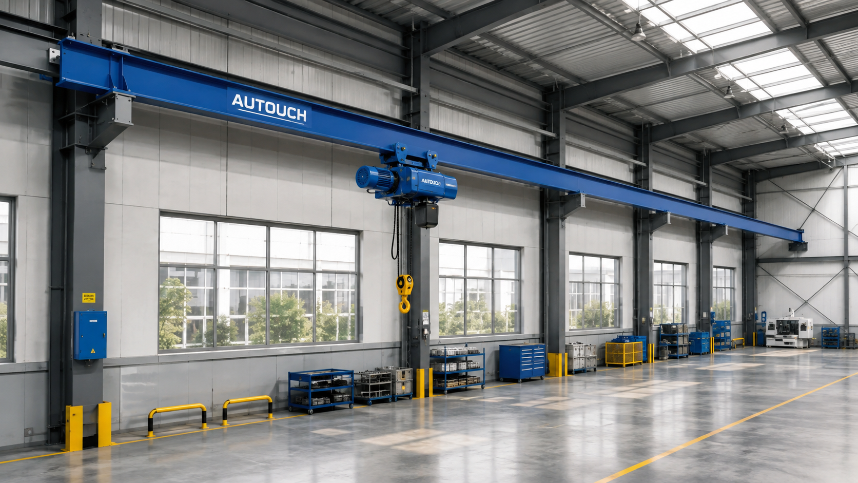 Monovia industrial Autouch com talha elétrica em percurso linear