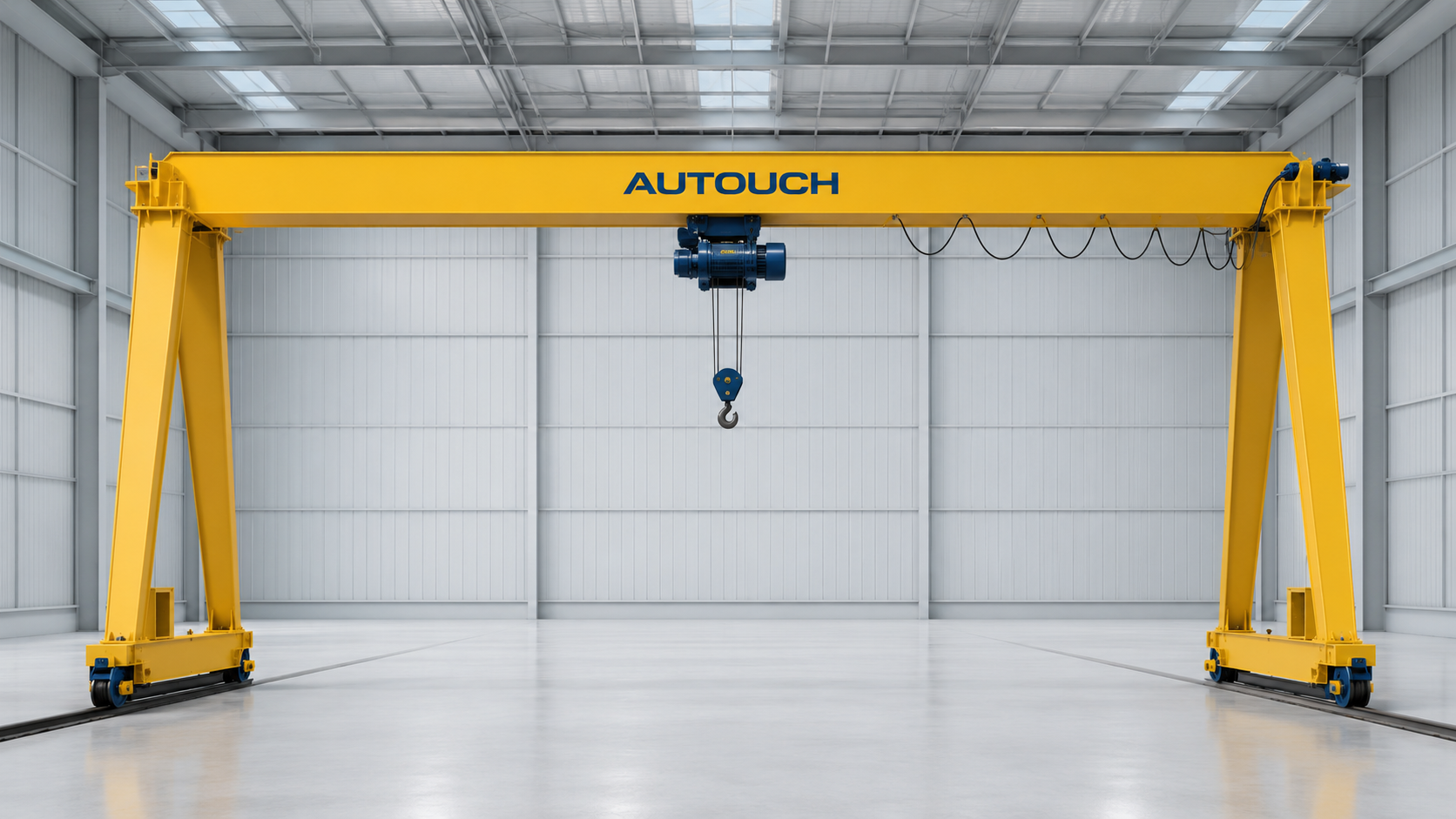 Pórtico industrial monoviga Autouch com talha elétrica